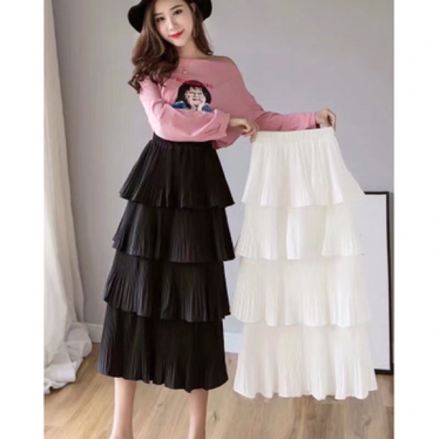 Chân váy Maxi 4 tầng dáng dài Hàn Quốc