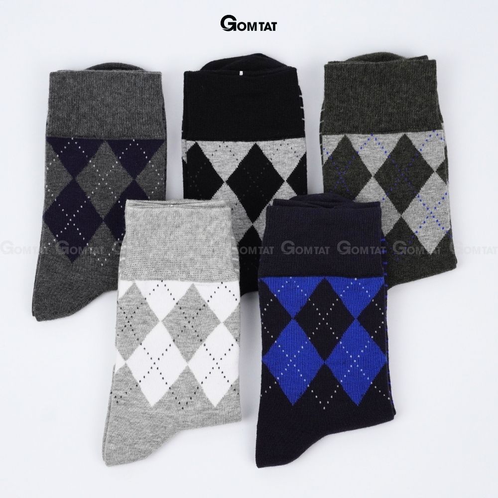 Hộp 5 đôi tất đi giày tây nam cổ cao GOMTAT cao cấp mẫu MIX07, vớ nam công sở chất liệu cotton mềm mại, hút ẩm thoáng khí - GOM-MIX07-CB5
