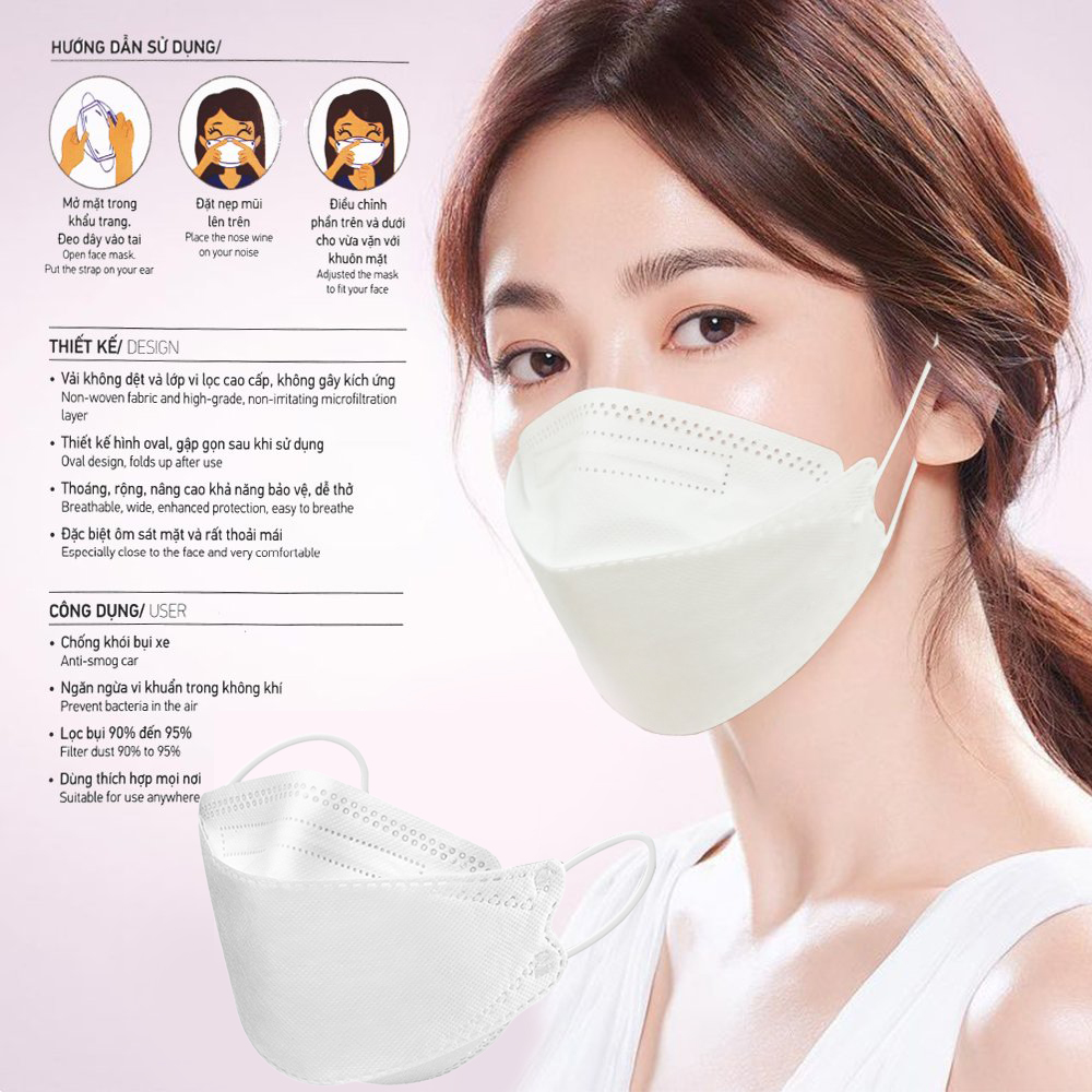 Set 100 Khẩu trang KF94 4D Ami Mask 4 lớp kháng khuẩn lọc bụi mịn cao cấp