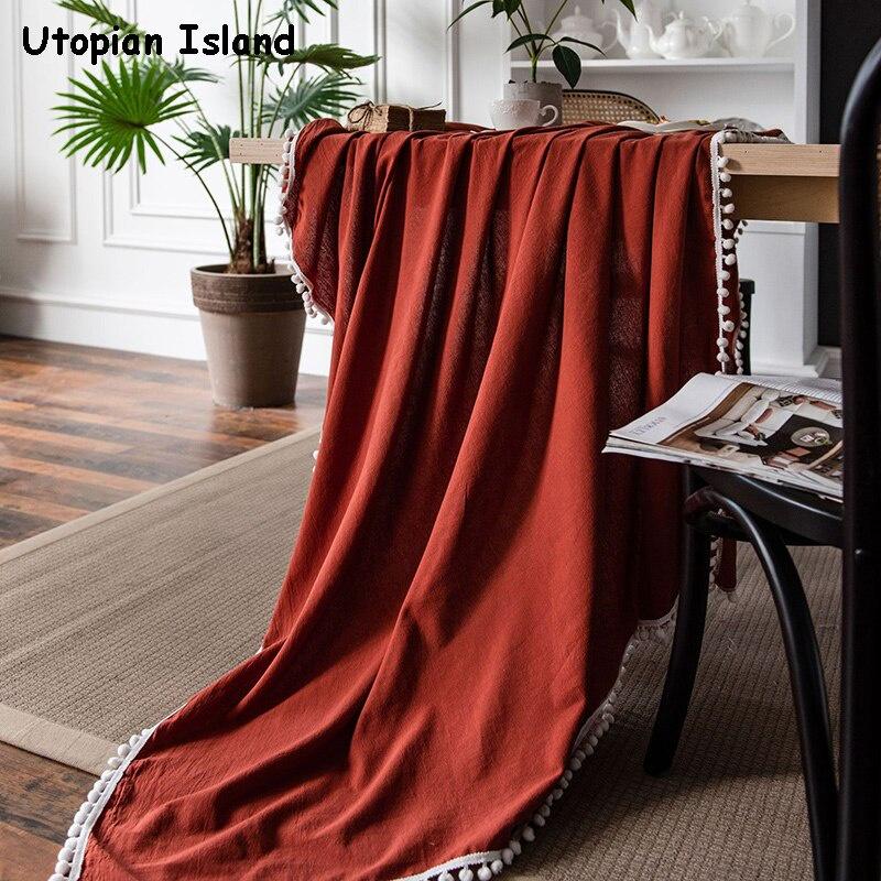 New Year's Tablecloth Solid Color Table Cover Tassels Linen Table Cloth Rectangular Tablecloths Christmas Tablecloth Waterproof