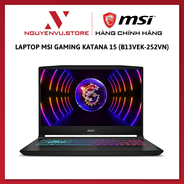 Laptop MSI Gaming Katana 15 (B13VEK-252VN) (i7 13620H/8GB/512GB SSD/RTX4050 6GB/15.6FHD 144Hz/Win11/Đen/Balo Essential) - Hàng Chính Hãng