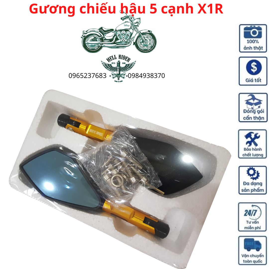 Gương 5 Cạnh  Rizoma thời trang Gắn Xe Máy có thể gập vào mặt đồng hồ xe