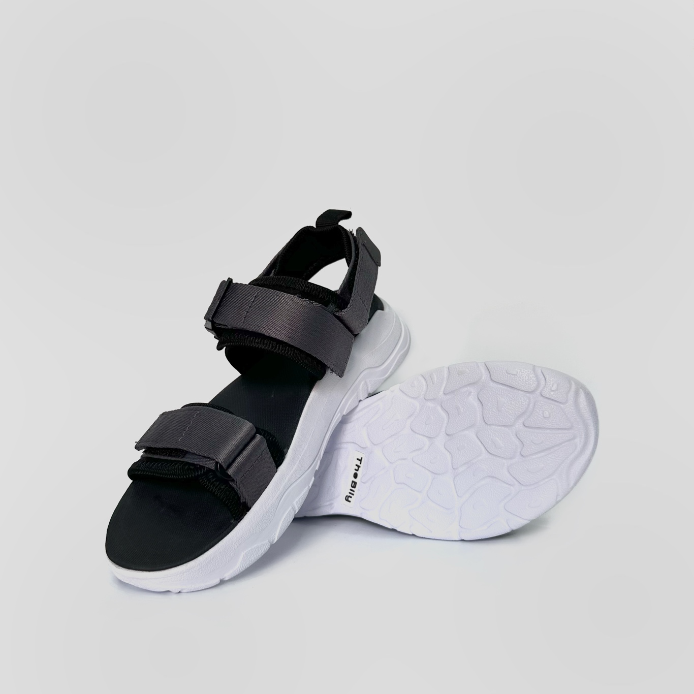 Giày Sandal Nam Nữ Unisex The BiLy Quai Ngang Dây Dù Đế IP Siêu Êm Nhẹ Đế Trắng Màu Xám-BLDT09