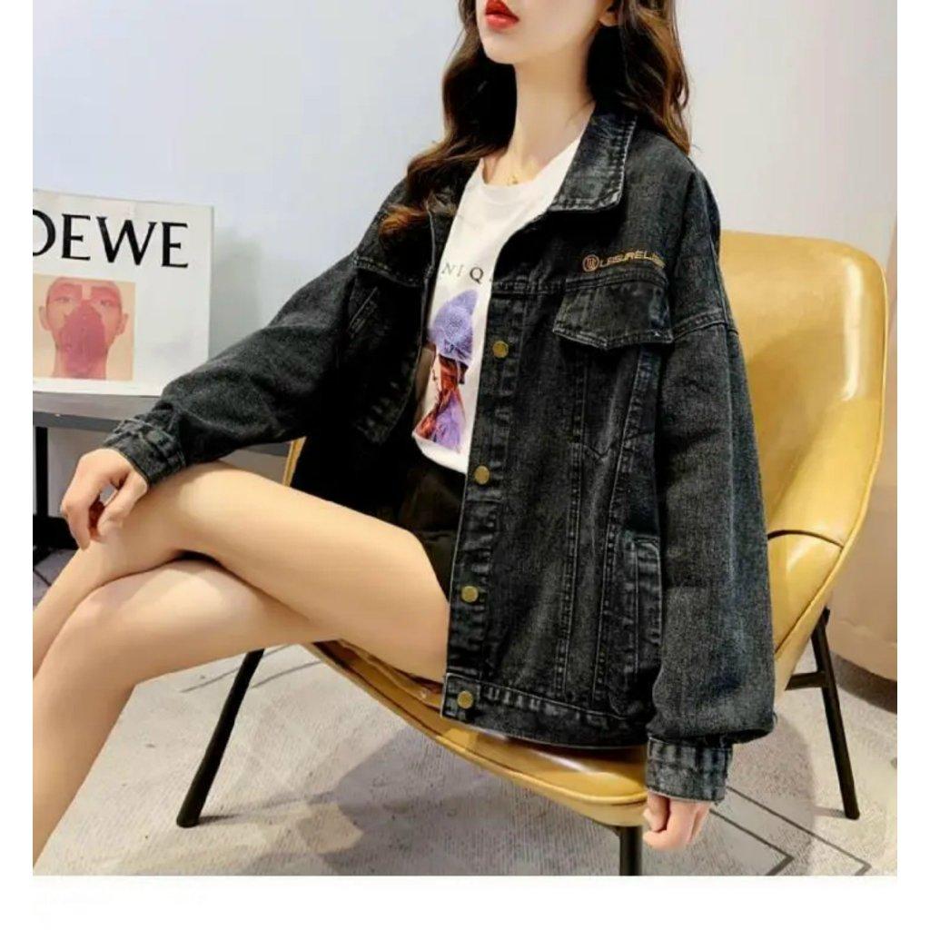 Áo khoát nữ jean đẹp form rộng thêu DF cực chuẩn cực chuẩn-A3119 - Như hình