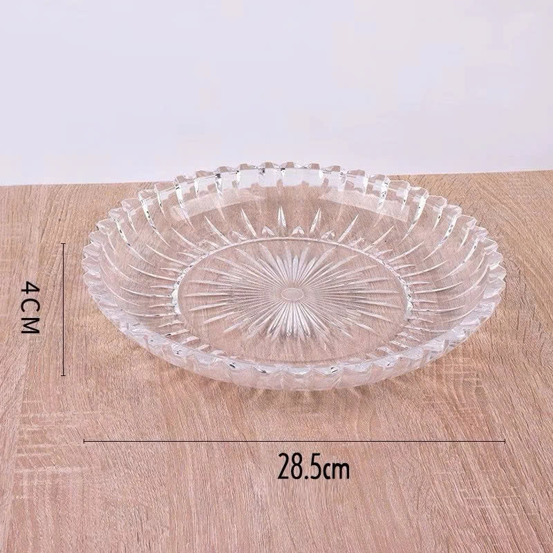 Dĩa Thủy Tinh Sâu Lòng, Đĩa Thuỷ Tinh Cao Cấp Hình Tròn 28.5cm Chưng Trái Cây Vàng Trắng - Hàng Loại 1 Chính Hãng MINIIN