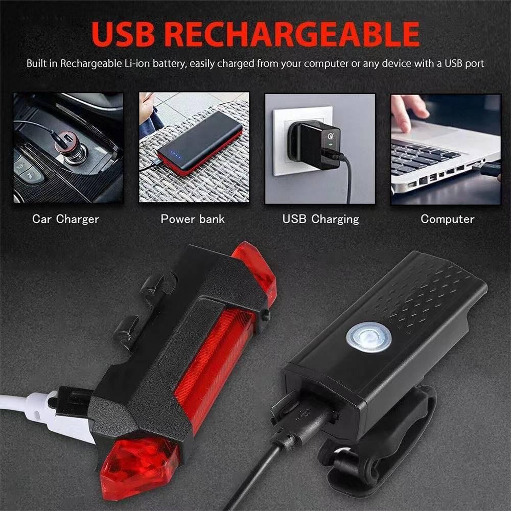 Bộ Đèn Pha LED Sạc USB Cho Xe Đạp Leo Núi