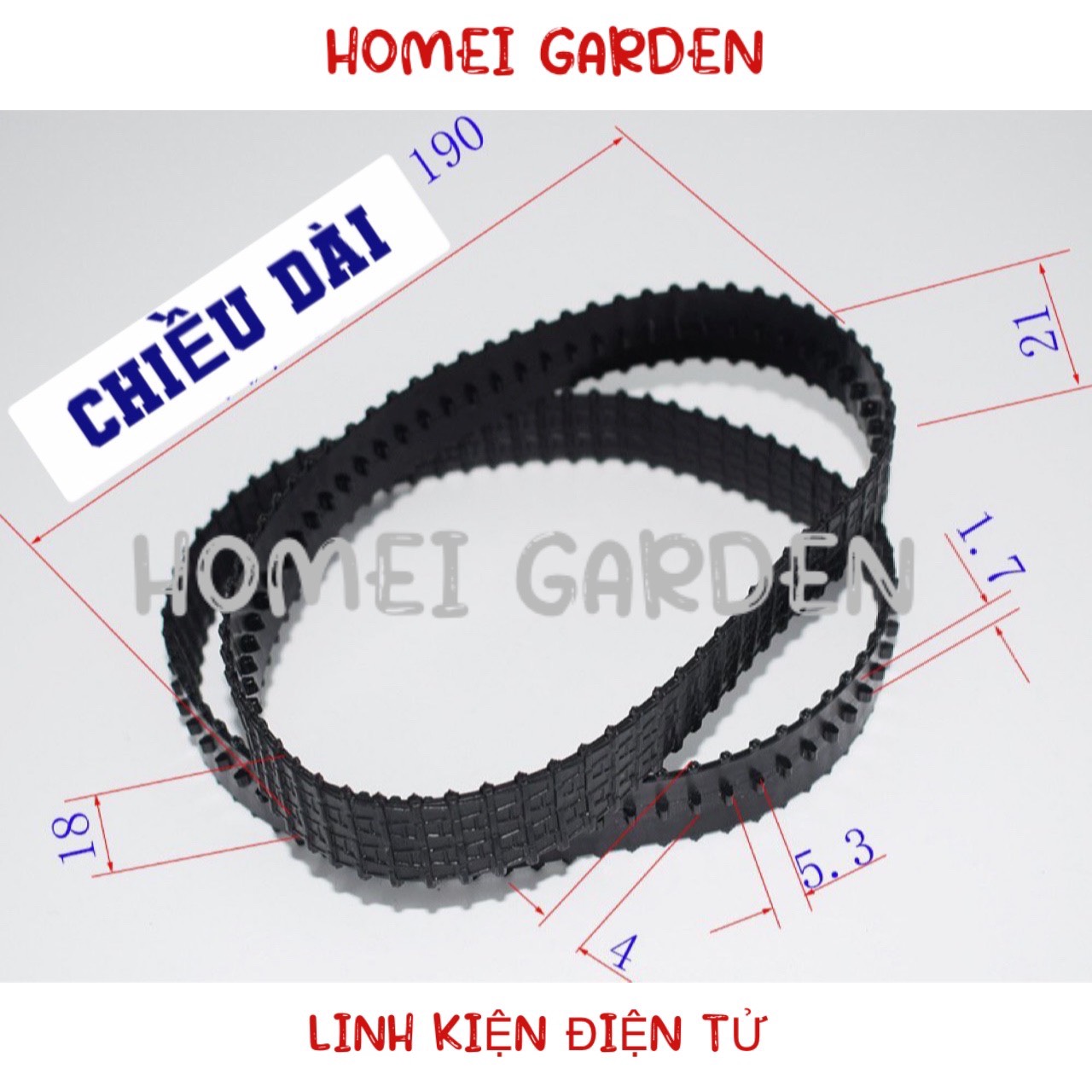 Bánh xích cao su kín điều khiển từ xa mô hình xe rô bốt bánh lốp phụ kiện đồ chơi dài 190mm rộng 21mm - HM0212