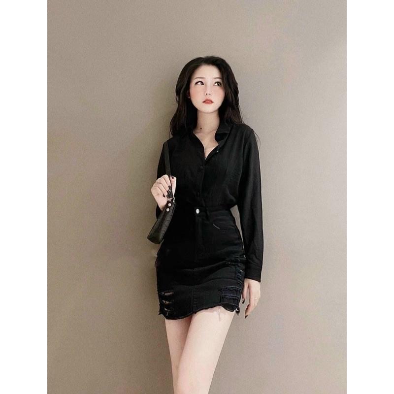 Váy quần kaki lưng cao