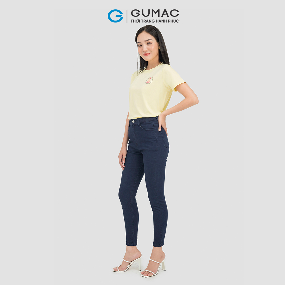 Áo thun nữ GUMAC ATC07048 cổ tròn chất liệu TICI thoáng mát in hình trẻ trung