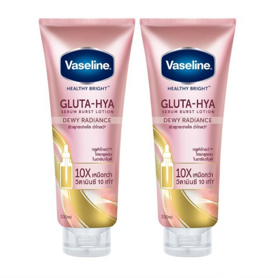 Sữa dưỡng thể Vaseline Healthy Bright Gluta HYA Serum Burst Lotion 10X Thái Lan 330ml-TUÝP HỒNG BAN ĐÊM