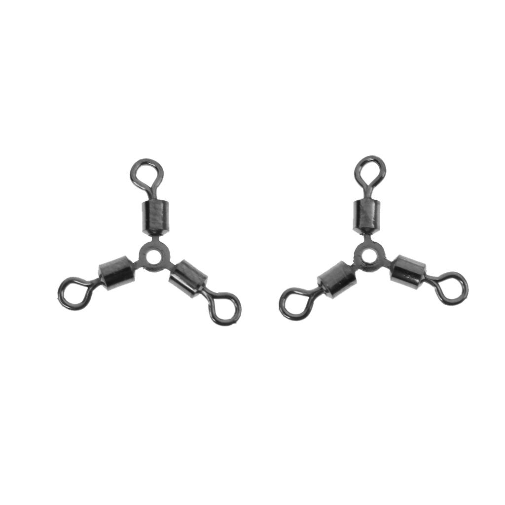 3 Way Fishing Barrel Rolling Swivel Solid Rig Rings Bearing Connector