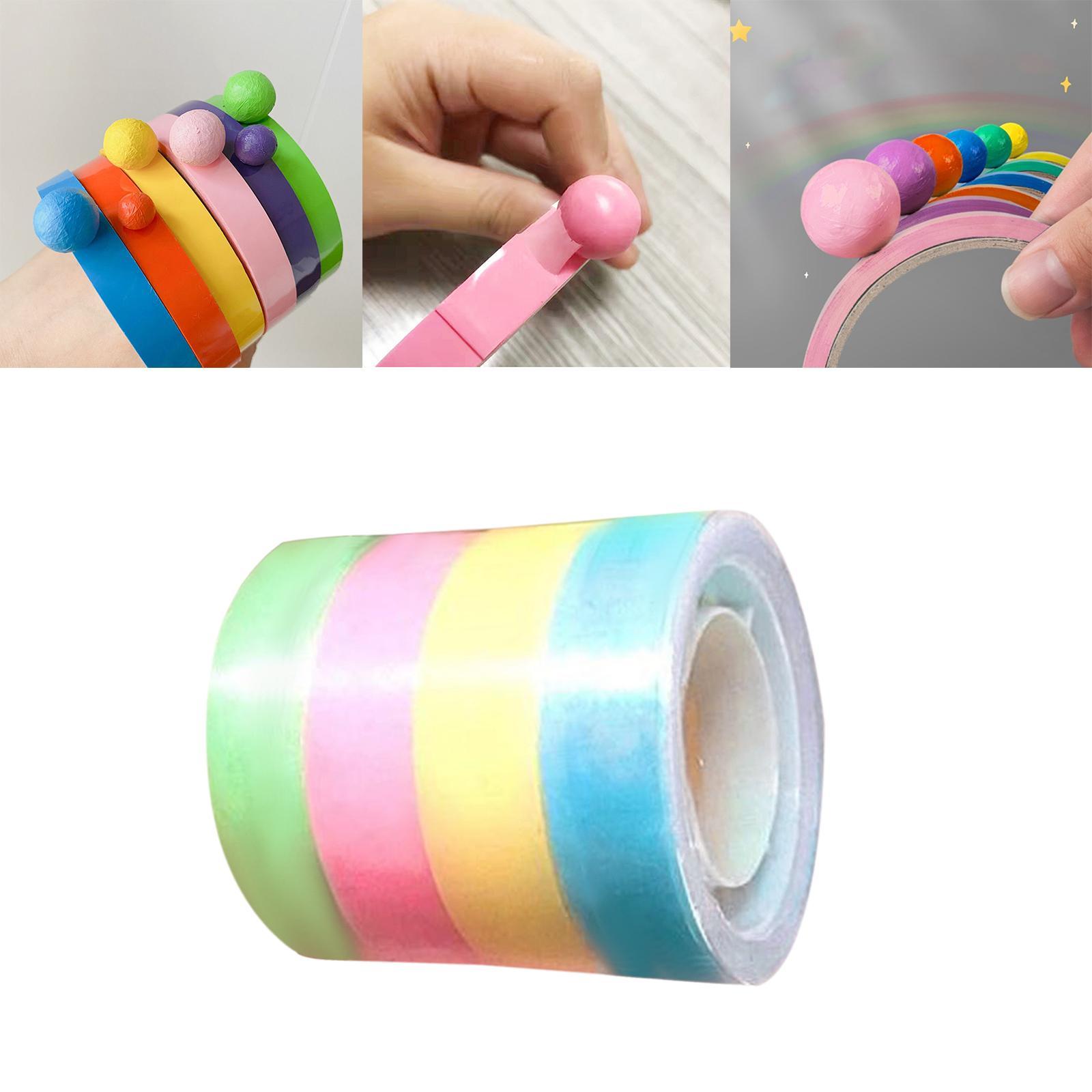 4 Rolls of Sticky Ball Tape, Sticky Ball Rolling Tape, Color Sticky Candy Color Tape for Adult Kids Party