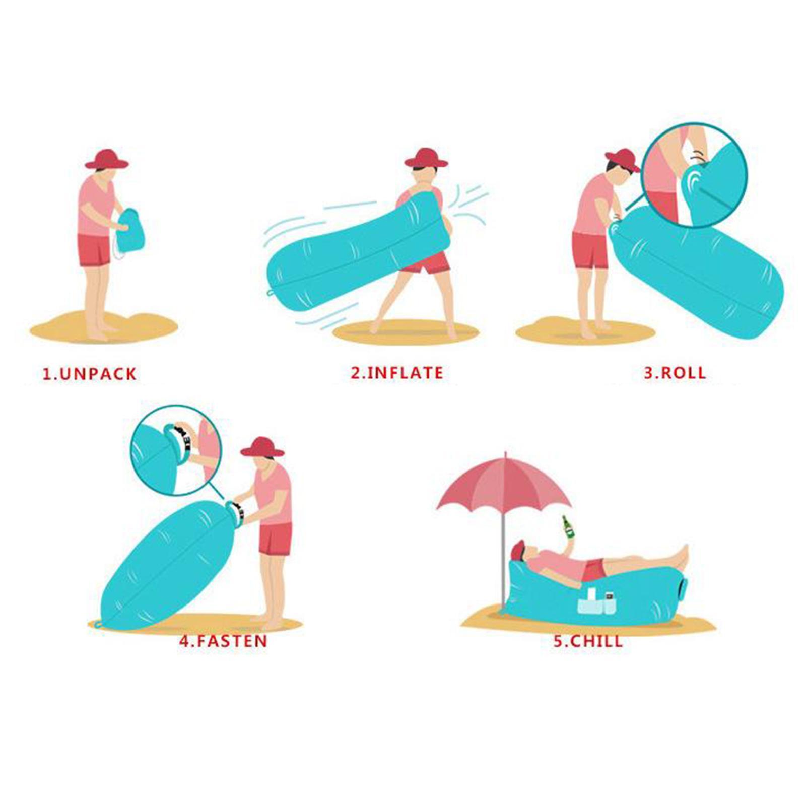 2xInflatable Sofa Air Bed Lounger Chair Sleeping Bag Mattress Couch Red