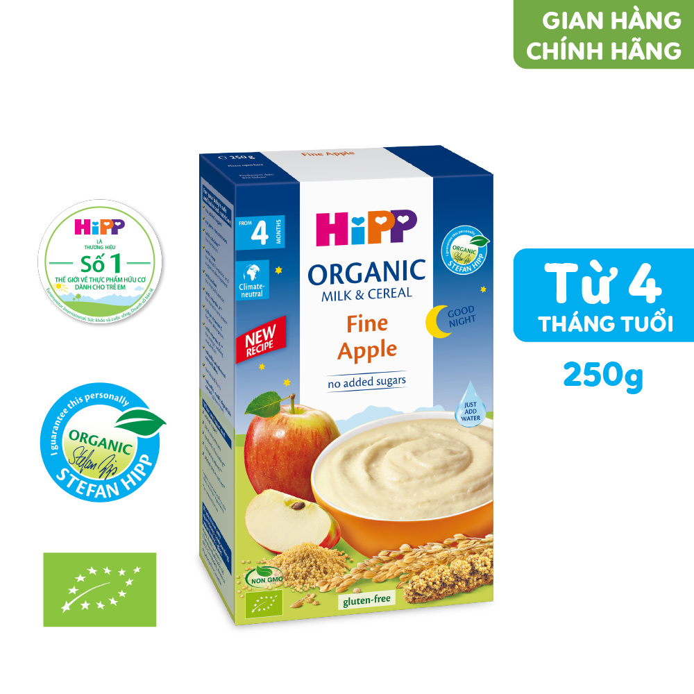 Bột ăn dặm dinh dưỡng Sữa, Chúc ngủ ngon táo tây HiPP Organic 250g
