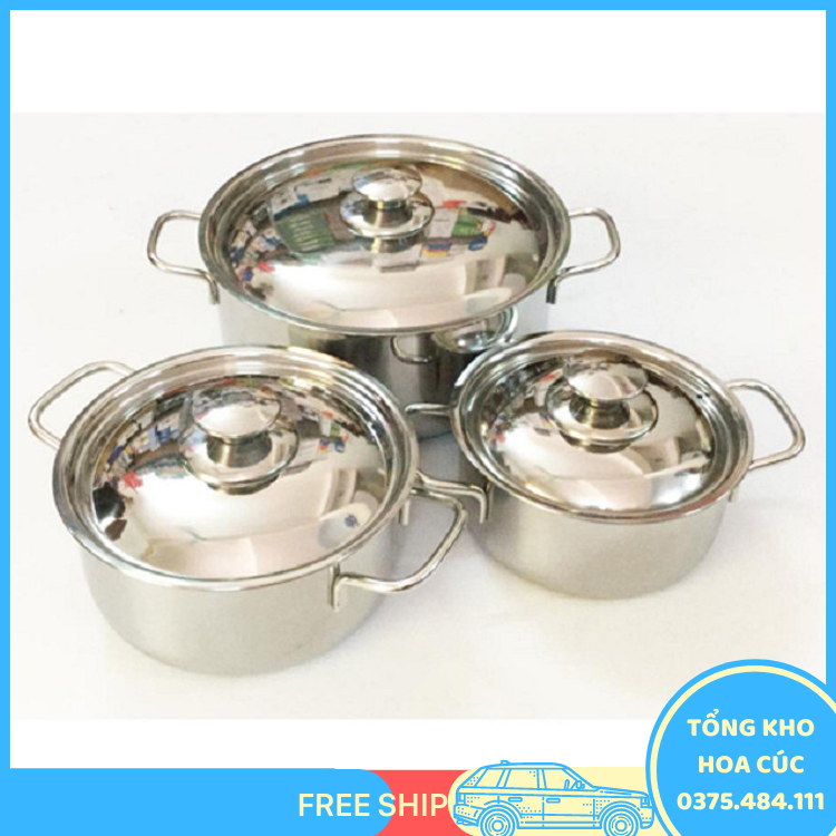 Bộ 3 Nồi Inox Shaps Cao Cấp Dùng Được Bếp Từ - Vận Chuyển Miễn Phí Toàn Quốc