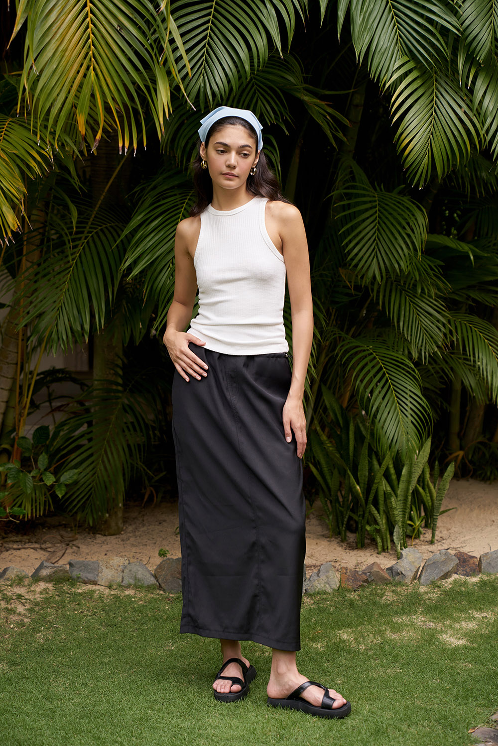 DOTTIE - Áo ba lỗ nữ - Trắng Đen - T0506