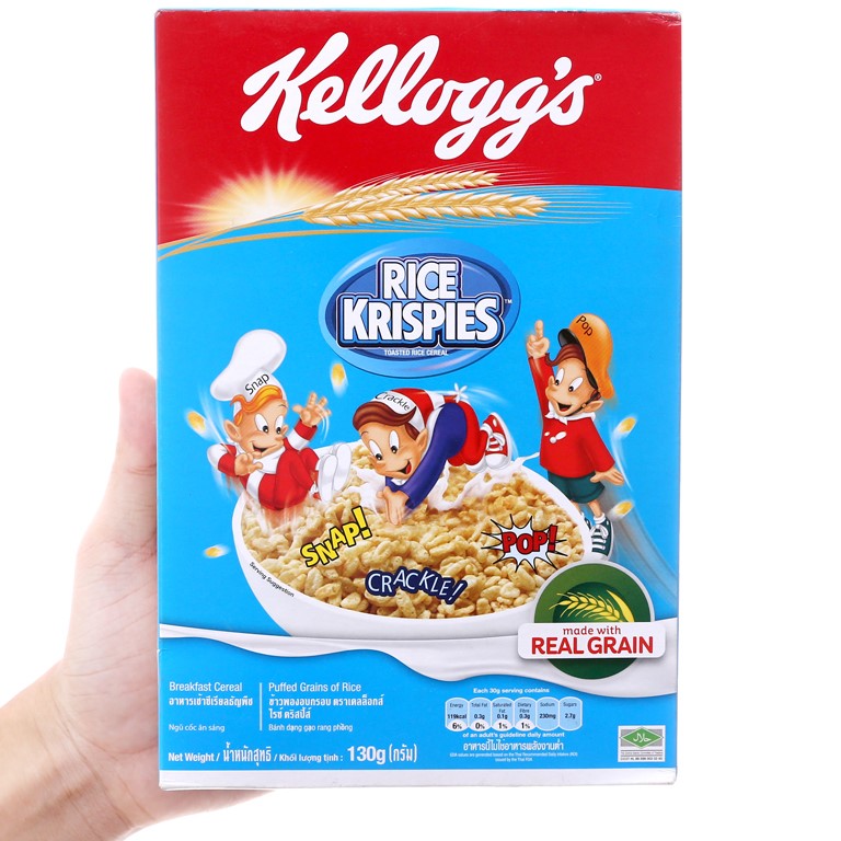 Ngũ cốc gạo rang Kellogg's Rice Krispies hộp 130gr