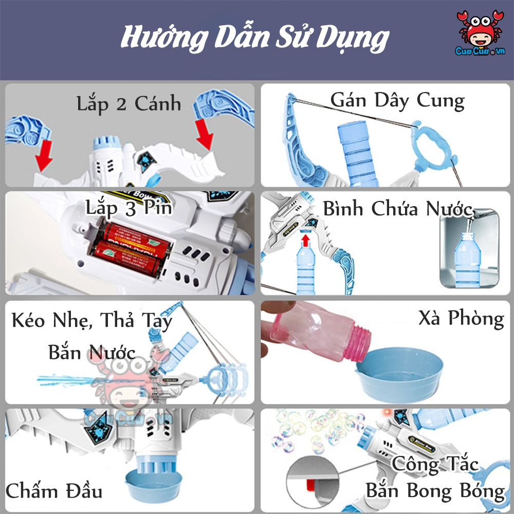 Cung bắn bong bóng, cung bắn nước đồ chơi ngoài trời mẫu súng nước bắn bong bóng cỡ lớn cho bé vui chơi vận động