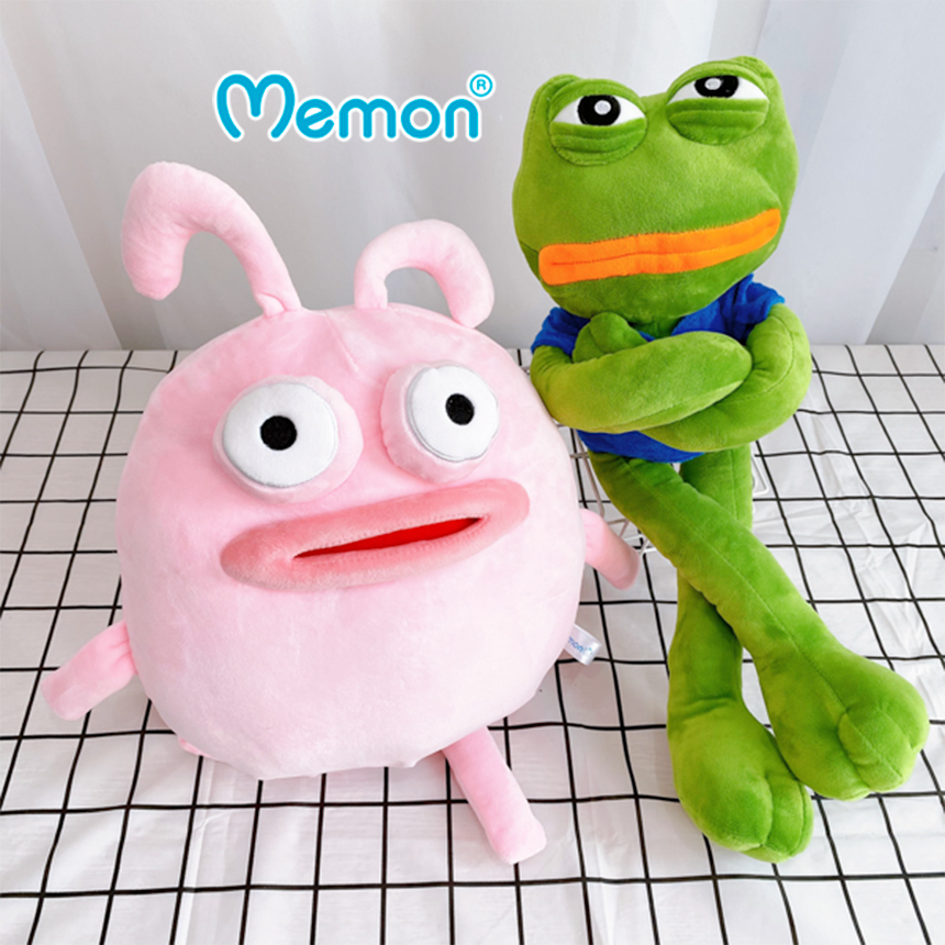 Gấu Bông Ếch Pepe, Thỏ Môi Dày Biểu Cảm Meme Hài Hước Cao Cấp Memon