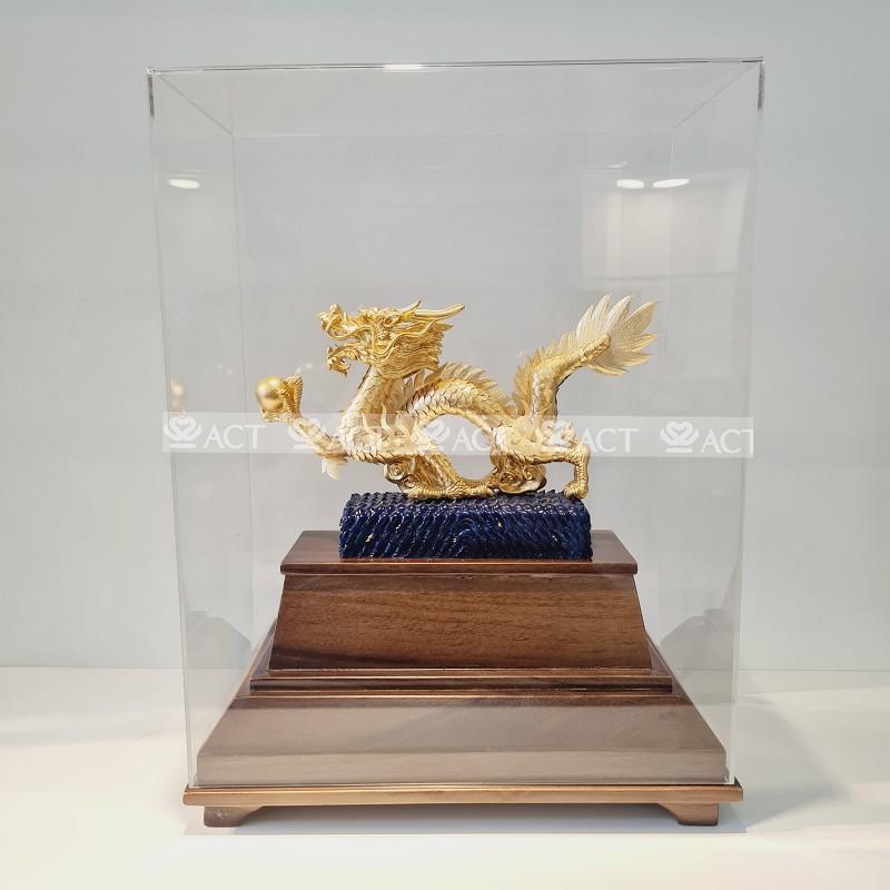 RỒNG PHONG THỦY DÂNG NGỌC DÁT VÀNG