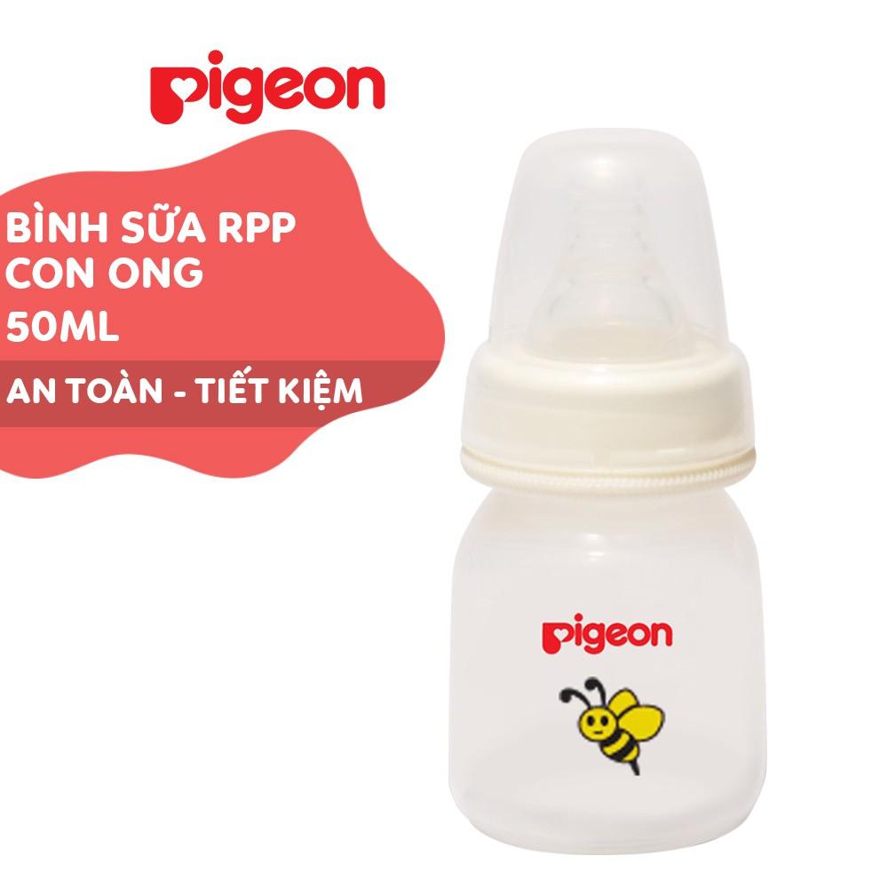 Bình sữa cổ hẹp PP họa tiết Con ong/Con bọ Pigeon 50ML (HSD: 11/2024)
