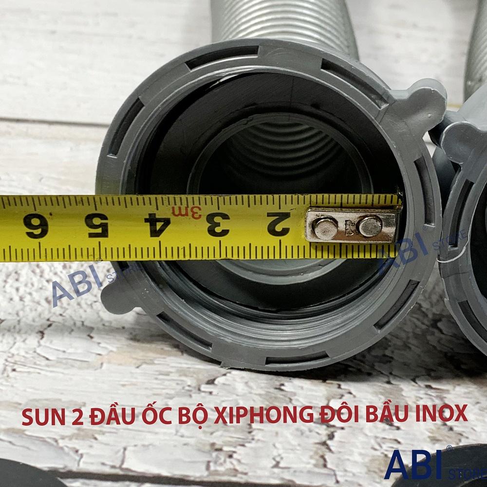 Ống thoát nước bộ xi phông chậu rửa bát 2 hố bầu inox ( sun 2 đầu ốc )