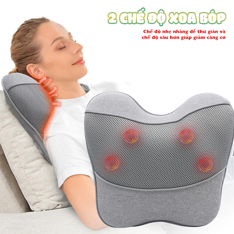 Gối massage lưng, cổ vai gáy Booster Boluojun BT-30 - Massage hồng ngoại, chuyên sâu 4D