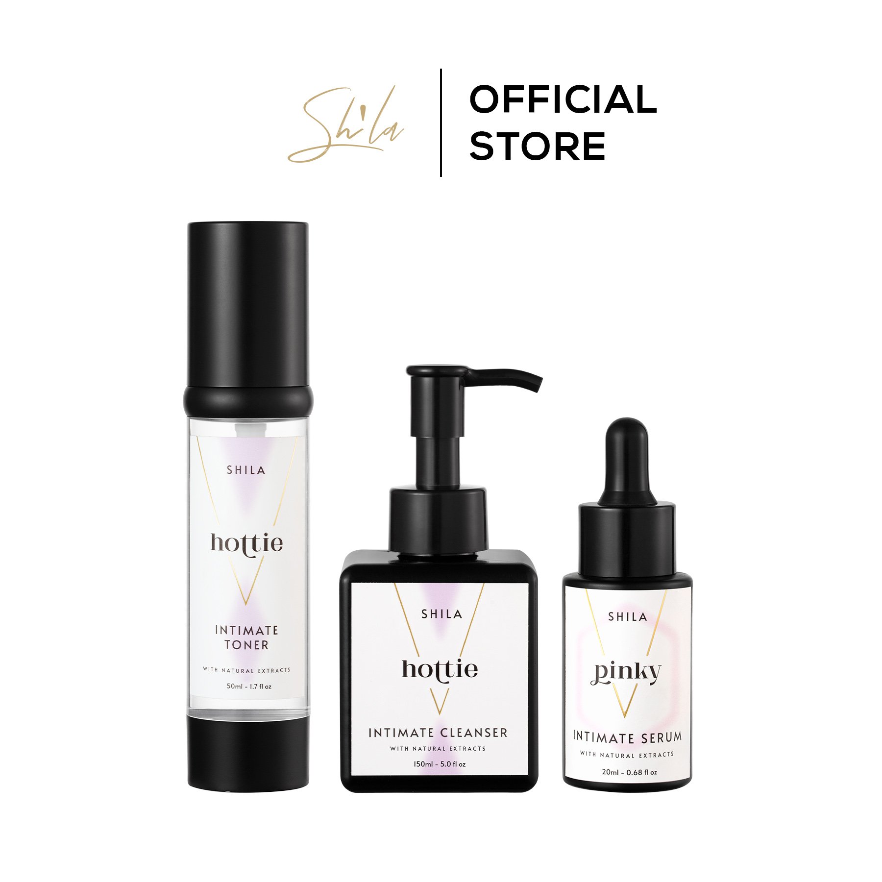 Bộ 3 chăm sóc vùng kín Shila (Shila Intimate Toner Hottie, Shila Intimate Cleanser Hottie, Shila Serum Pinky)