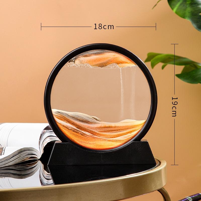 Tranh Cát Chuyển Động 3D Trang Trí Nghệ Thuật Hình Tròn, Tranh Cát Chảy Lún Mượt Mà Tăng Kiên Nhẫn Quà Tặng Sinh Nhật