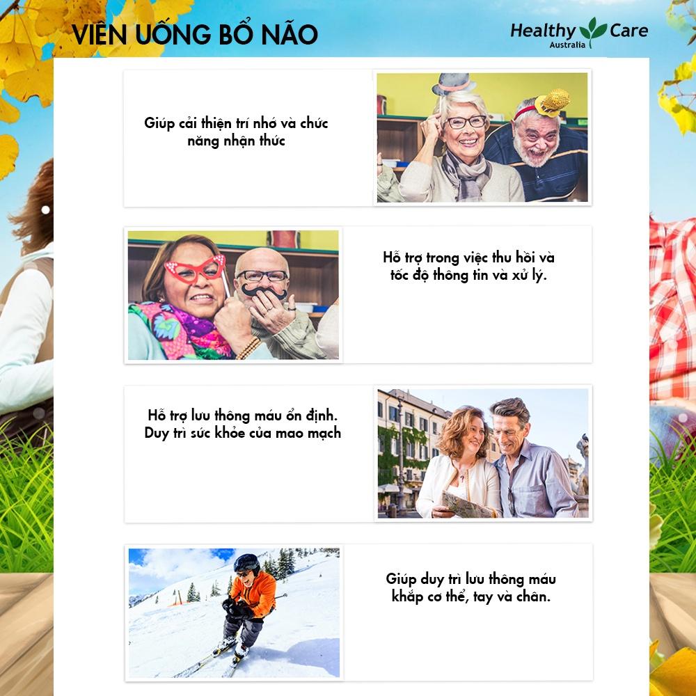 Hình ảnh Bổ não Úc Healthy Care Ginkgo Biloba 2000, Giúp tăng tuần hoàn máu não, Cải thiện chức năng nhận thức, Trí nhớ, Giúp an thần và Giảm Stress - OZ Slim Store