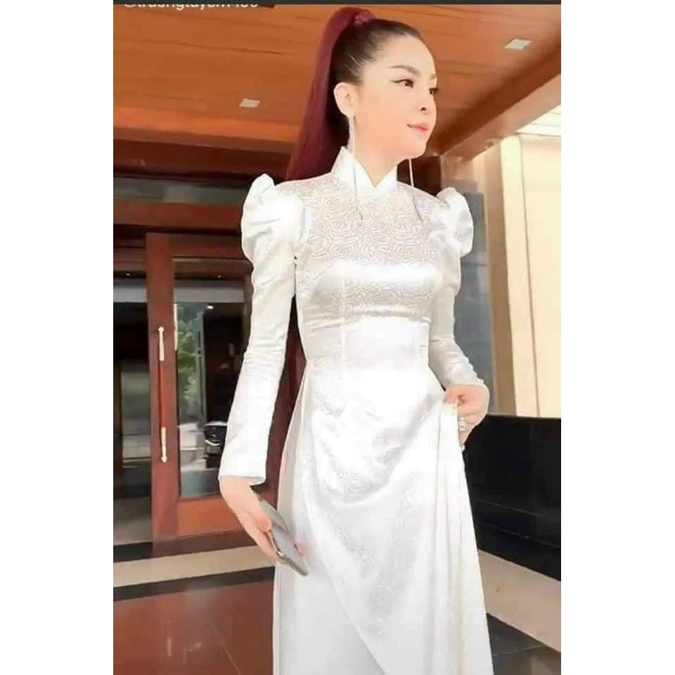 Vải áo dài gấm hoa hồng