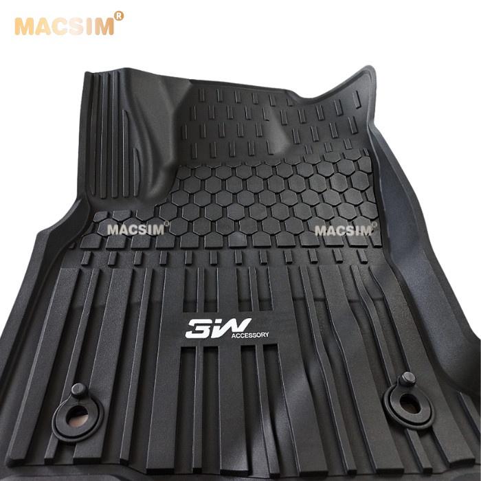 Thảm lót sàn xe ô tô Toyota Hilux 2020 - nay Nhãn hiệu Macsim 3W chất liệu nhựa TPE đúc khuôn cao cấp - màu đen
