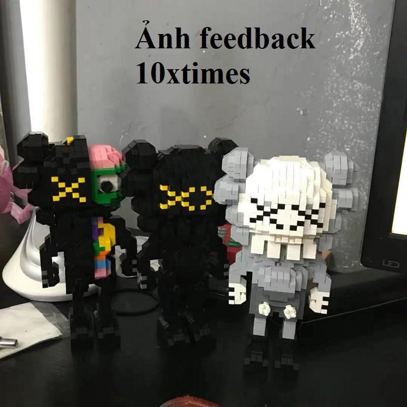 Đồ chơi lắp ráp (size 16cm) lego 3D đồ chơi giáo dục lắp ráp mô hình nhân vật Kaws bearbick dễ thương, quà tặng sinh nhật bạn trai gái