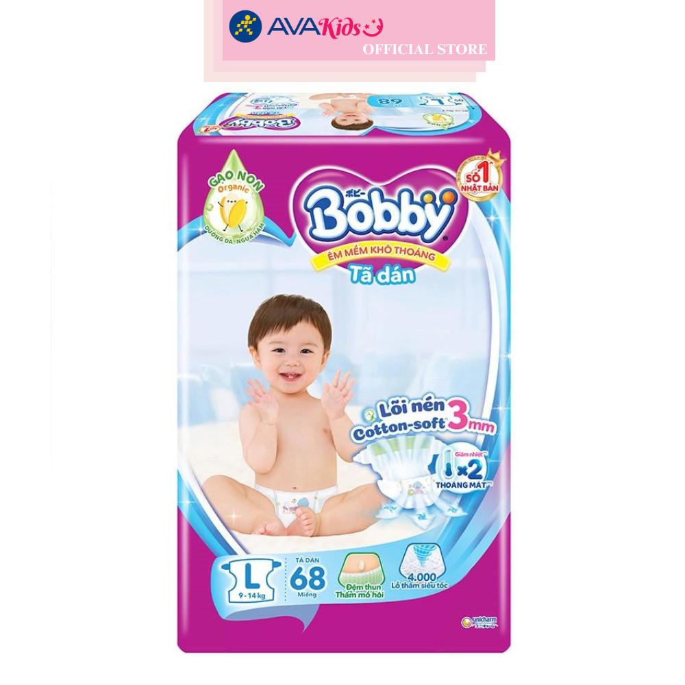 Tã dán Bobby size L 68 miếng (9 - 14 kg)
