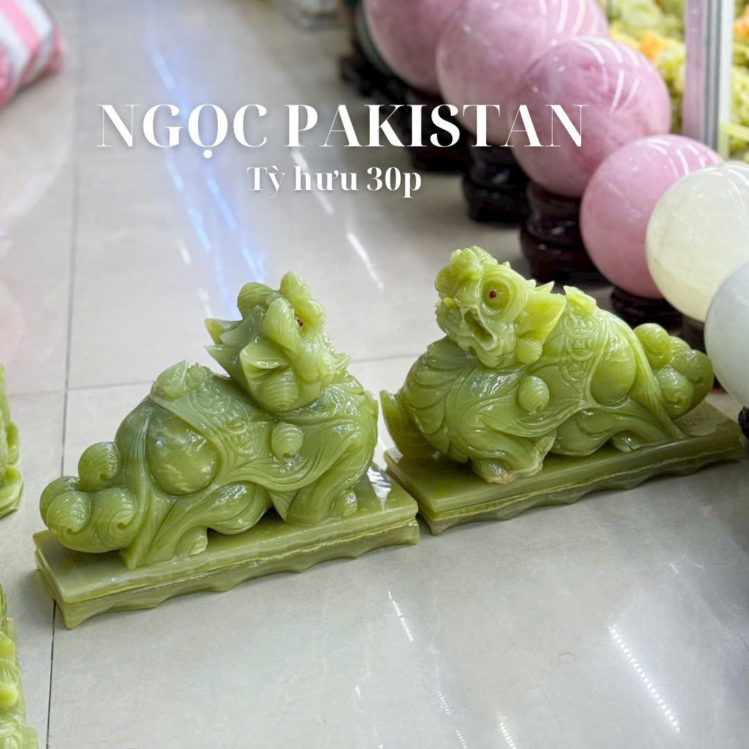 Tỳ Hưu Đá Ngọc Pakistan 30cm – Sắc Xanh Thanh Nhã – Kích Thước Lớn, Sang Trọng – Trang Trí Nội Thất
