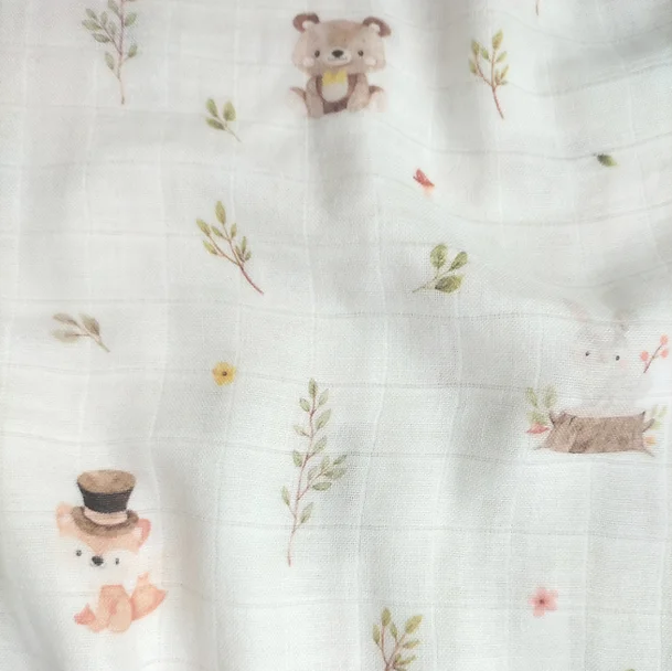 Combo 6 khăn sữa sợi tre Sofflin (Thái Lan) size S 30x30cm - Họa tiết Forest Pals