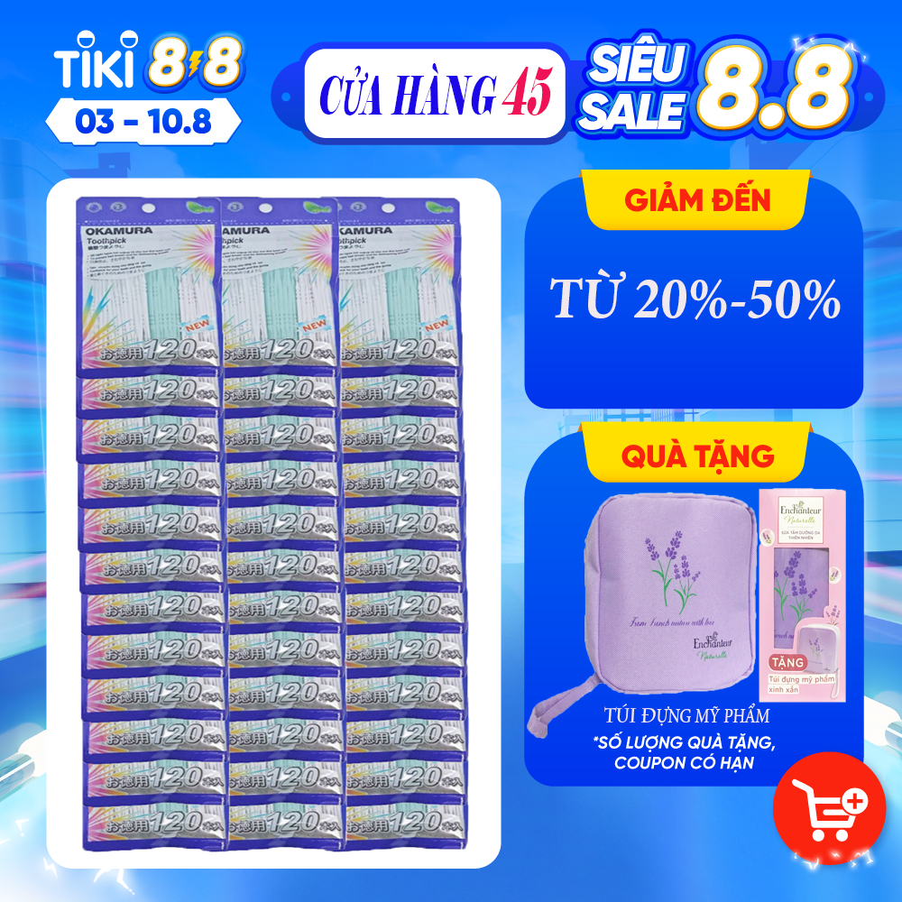 Okamura: 36 Bịch Tăm Nhựa Sạch Nha Khoa 120P