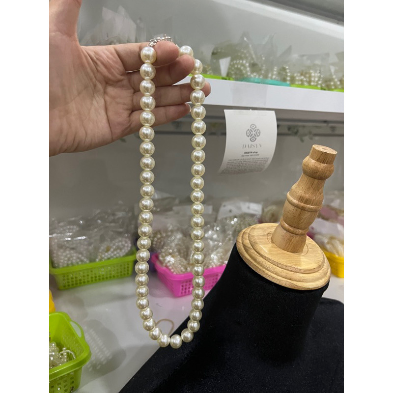  N414 choker vòng cổ hạt Trai, dây chuyền hạt bẹt dây chuyền mang áo dài hạt nhiều kích cỡ cho nữ