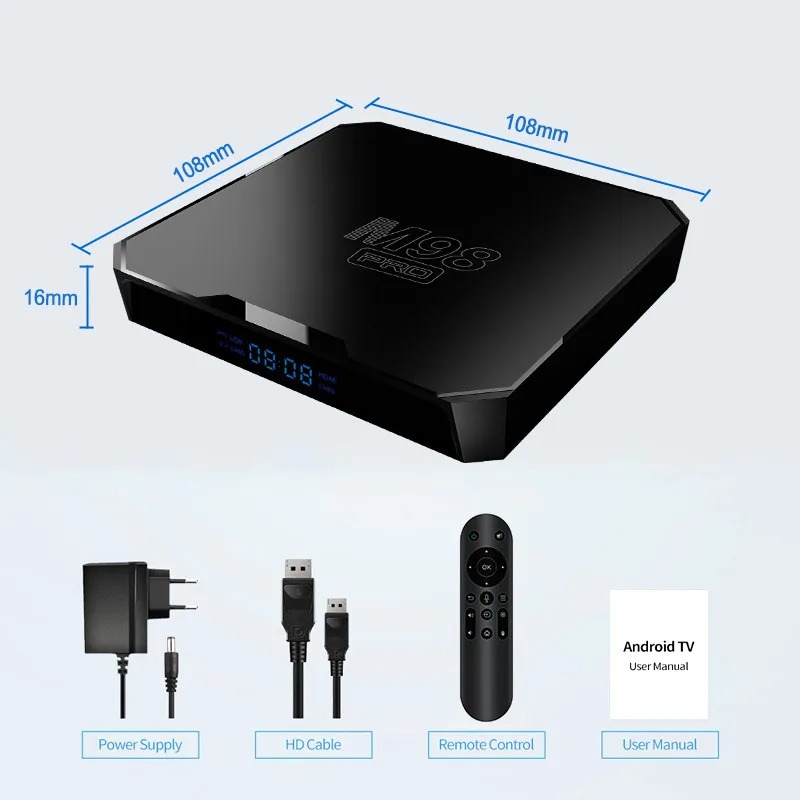 Tivi box M98 Pro mới có điều khiển giọng nói tiếng việt Ram 4G Rom 32G hỗ trợ bluetooth Wifi băng tần kép cài sẵn chương trình tivi và xem phim HD miễn phí vĩnh viễn - Hàng nhập khẩu