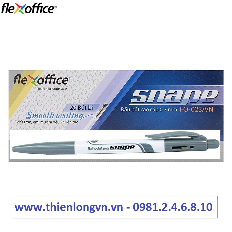 Hộp 20 cây bút bi 0.7mm Flexoffice FO-023 mực đen