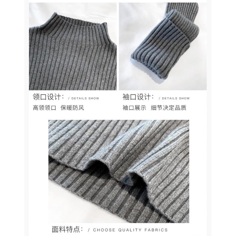 Áo len tăm lông cừu cổ 3p/ Áo len gân lông cừu cổ 3p
