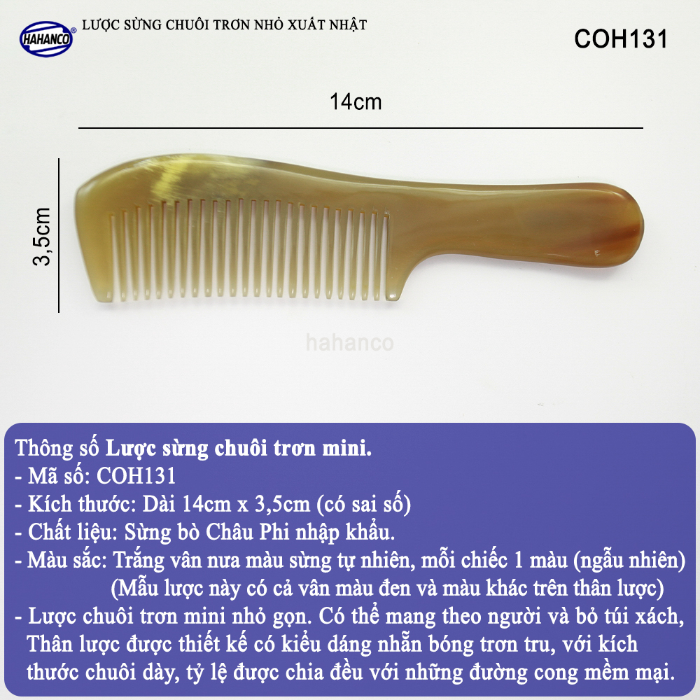 Lược sừng chuôi trơn cao cấp xuất Nhật mẫu 2020 ️ đơn