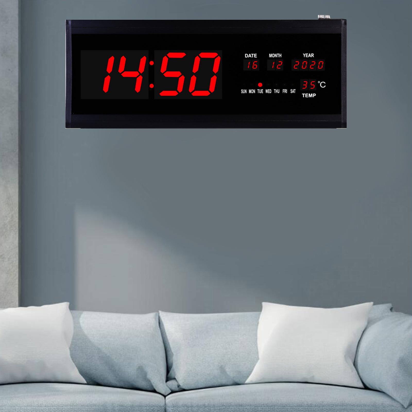 Luminous Digital Wall Clock LED Clock 12/24H for Study Room Office Home