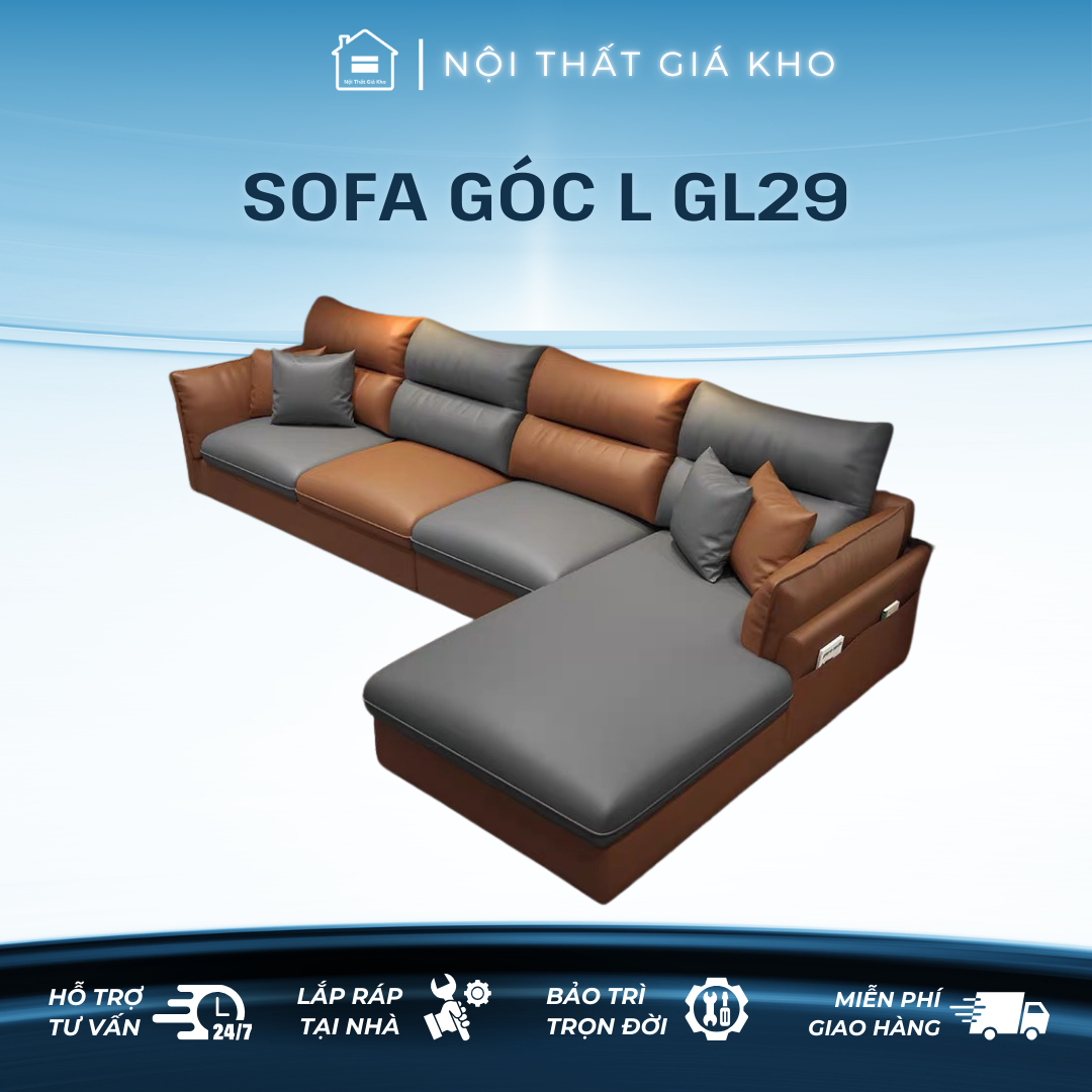 Sofa góc L bọc da Adora