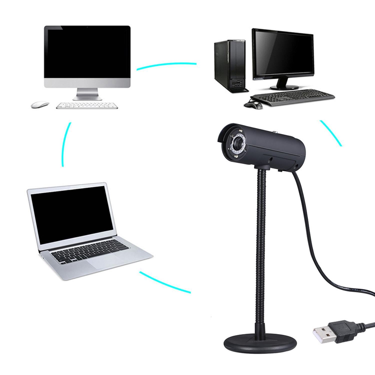 Webcam USB 2.0 độ nét cao 480P với micrô 6 Ống linh hoạt L-ED cho PC Máy tính xách tay Máy tính để bàn