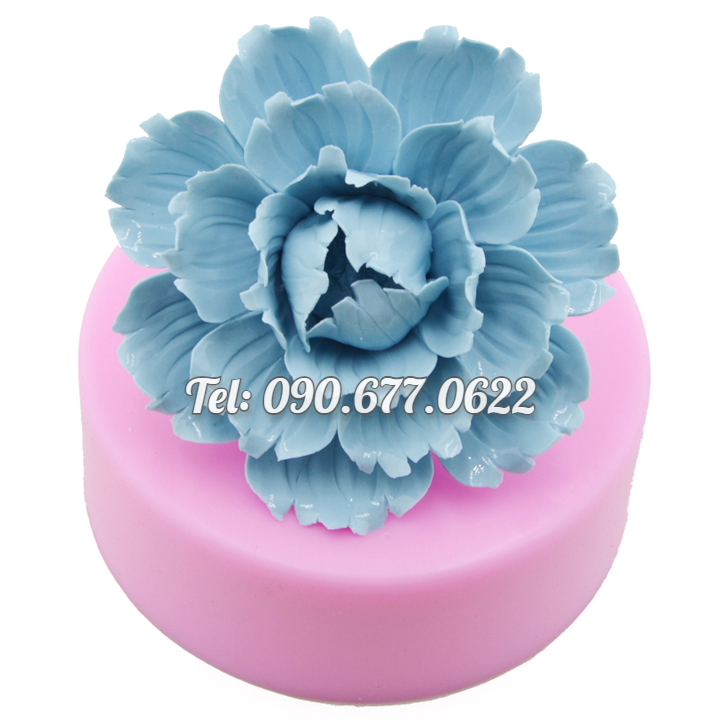 Khuôn silicone làm rau câu hoa mẫu đơn cánh xoăn nhiều tầng loại 8 cm – Mã số 1897