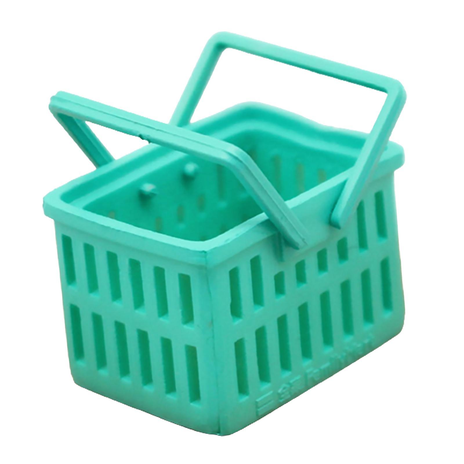 Dollhouse Miniature Shopping Baskets Mini Supermarket Basket Model for Green