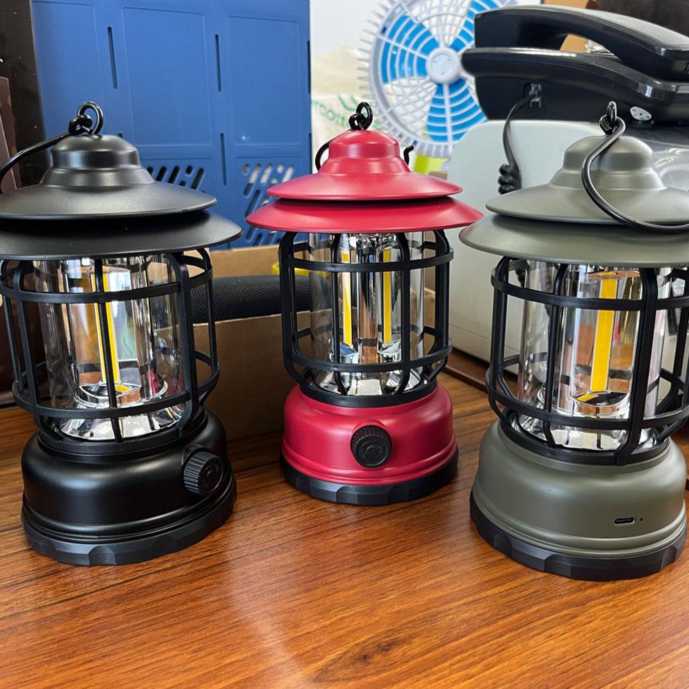 Outdoor Camping Light Retro Campsite Lantern USB Night Light Emergency Lamp Stepless Dimming for Hiking Tent Fishing