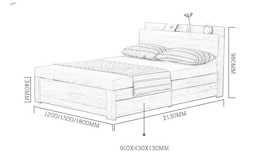 Giường ngủ hiện đại gỗ sồi tự nhiên