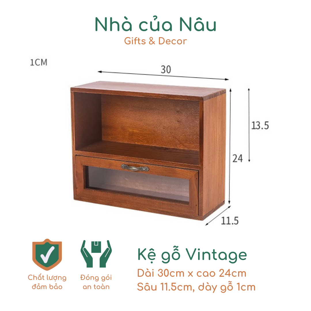 Kệ Gỗ để cốc phong cách Vintage thiết kế mái vòm thích hợp đặt tại phòng khách hoặc bếp đựng cốc và gia vị